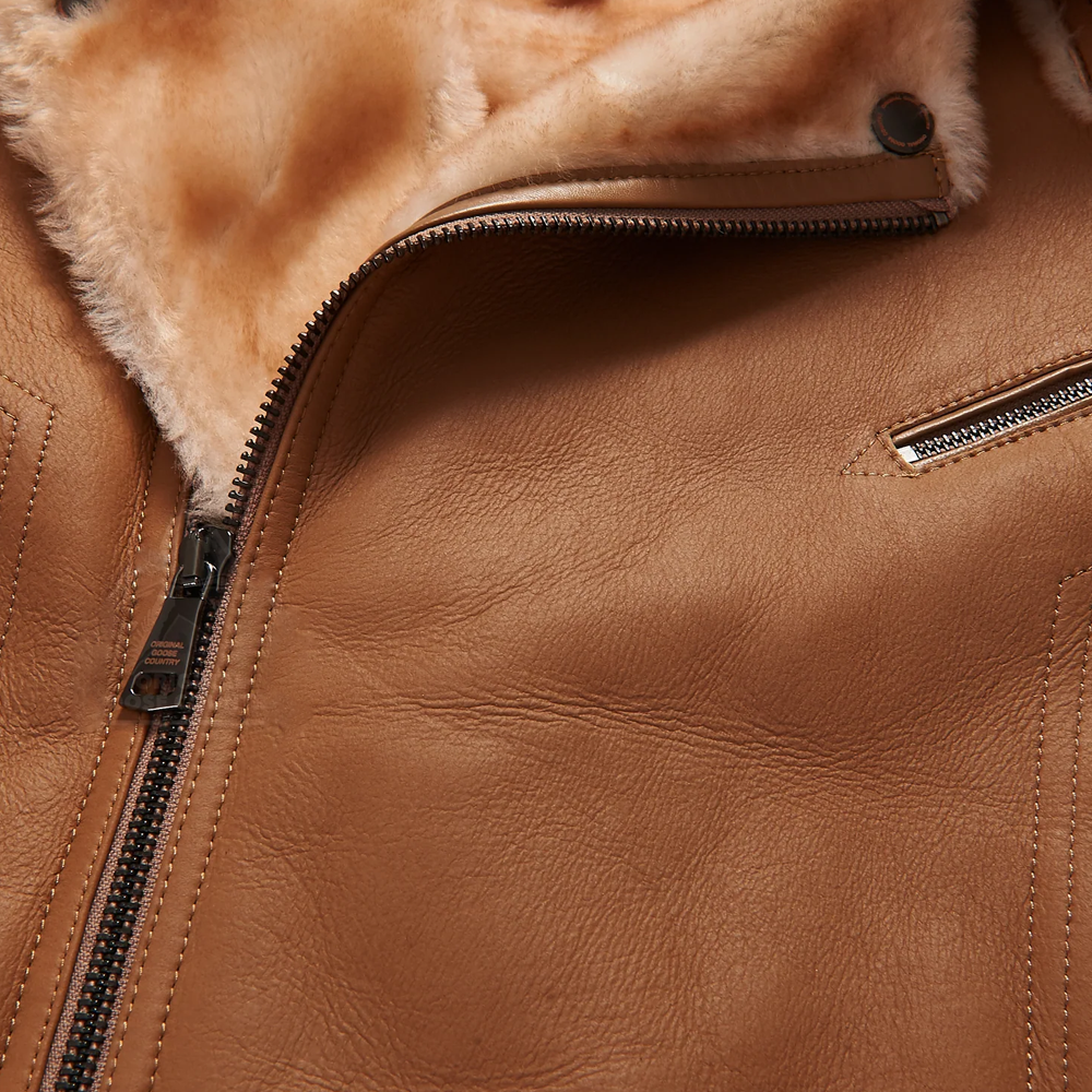 New Aviator Brown B3 Real Sheepskin Shearling Leather Bomber Flying Jacket for Men