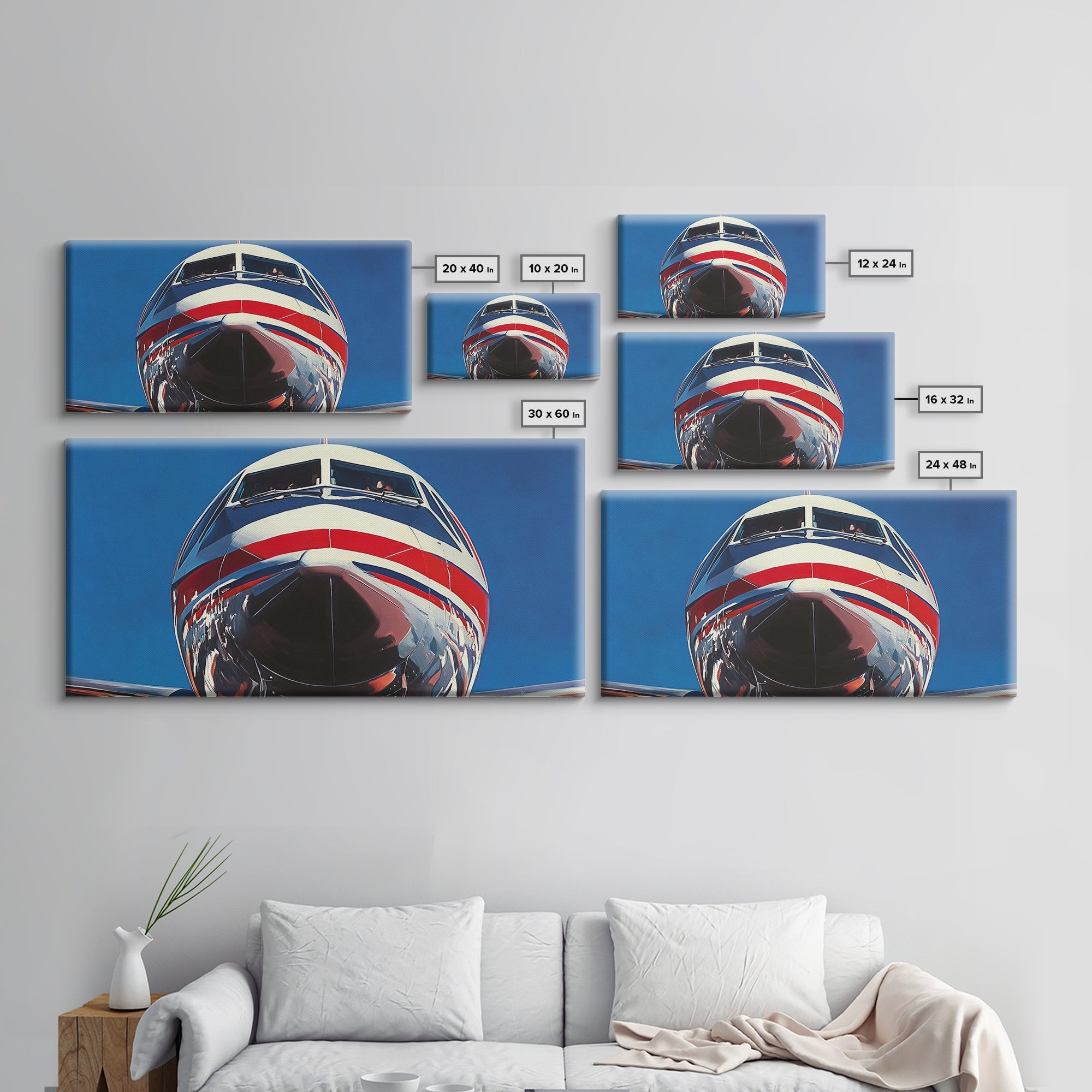 Oil Painting Print of a Jet, Framed Canvas Print, Airplane Wall Art, Airliner Painting