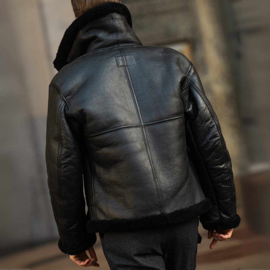 R.A.F Sheepskin Bomber Jacket in Black Z2109B
