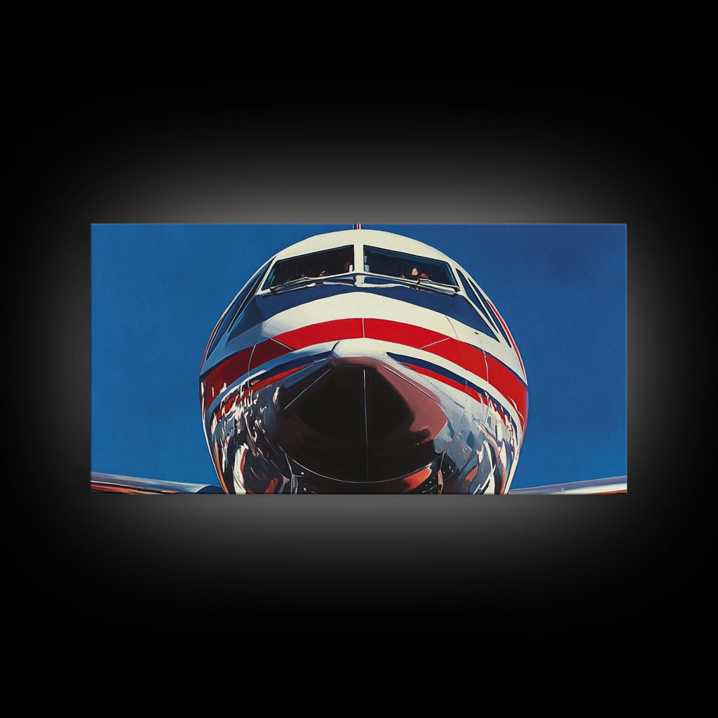 Oil Painting Print of a Jet, Framed Canvas Print, Airplane Wall Art, Airliner Painting