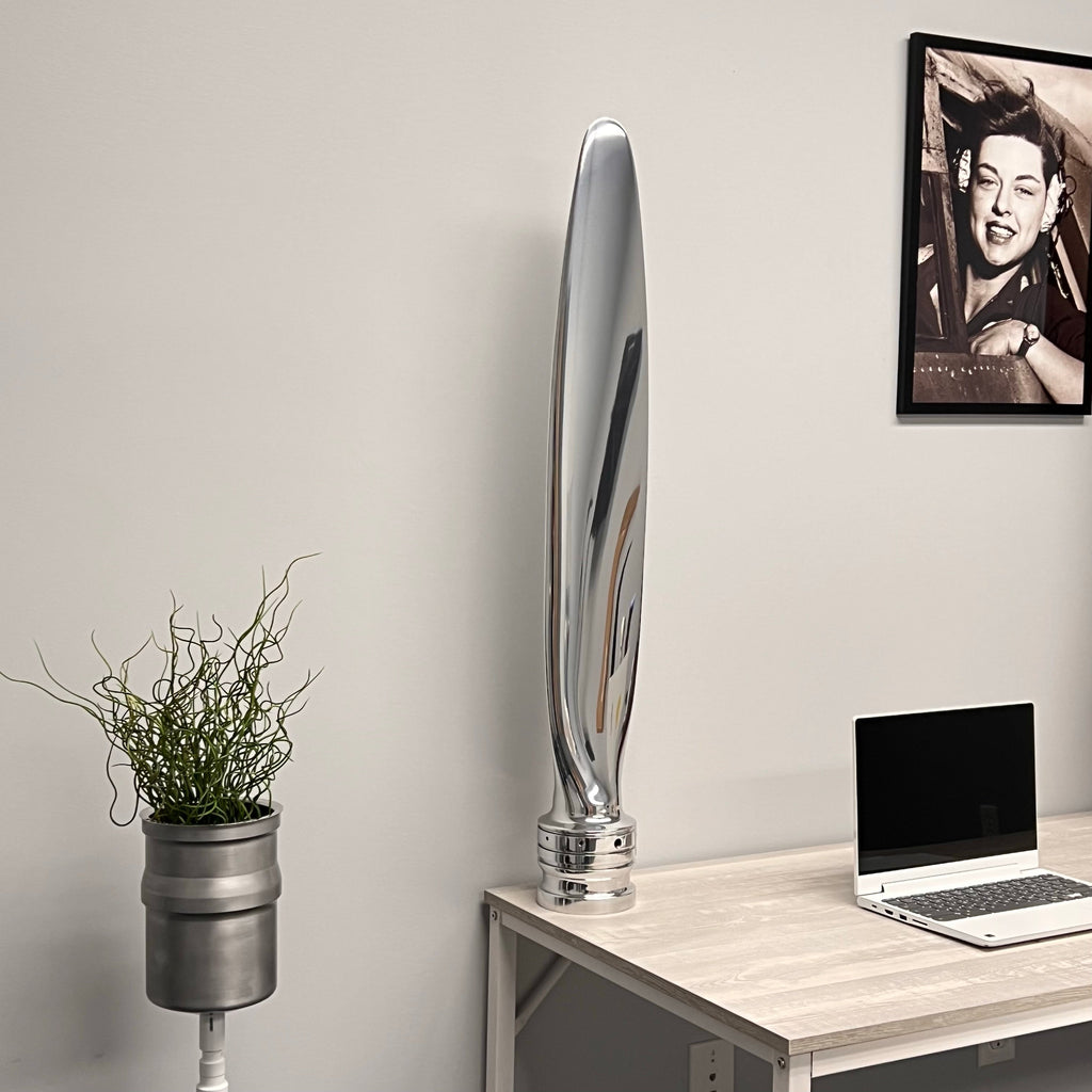 The Propsicle Modern Aviation Art CESSNA 402 Mirror Polished Chrome Airplane Propeller Blade Sculpture ( McCauley )