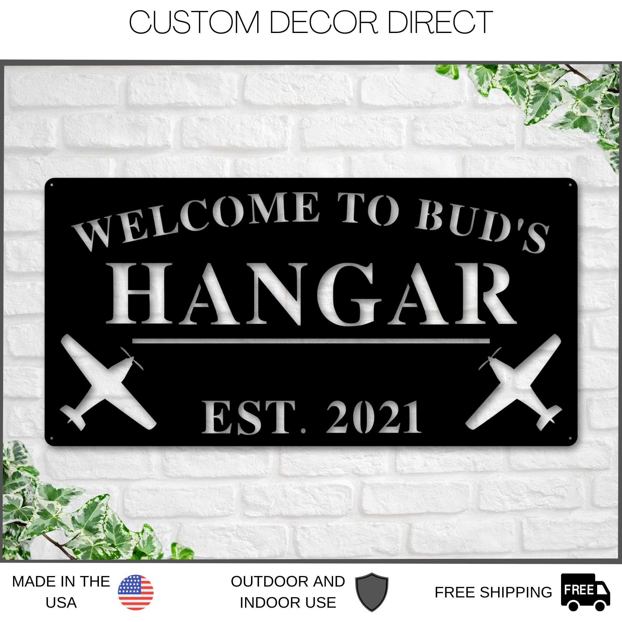 Airplane Hangar Sign, Personalized Pilot Name Sign, Custom Aviation Lover, Man Cave Sign, Airplane Sign, Personalized Airplane Sign, Plane