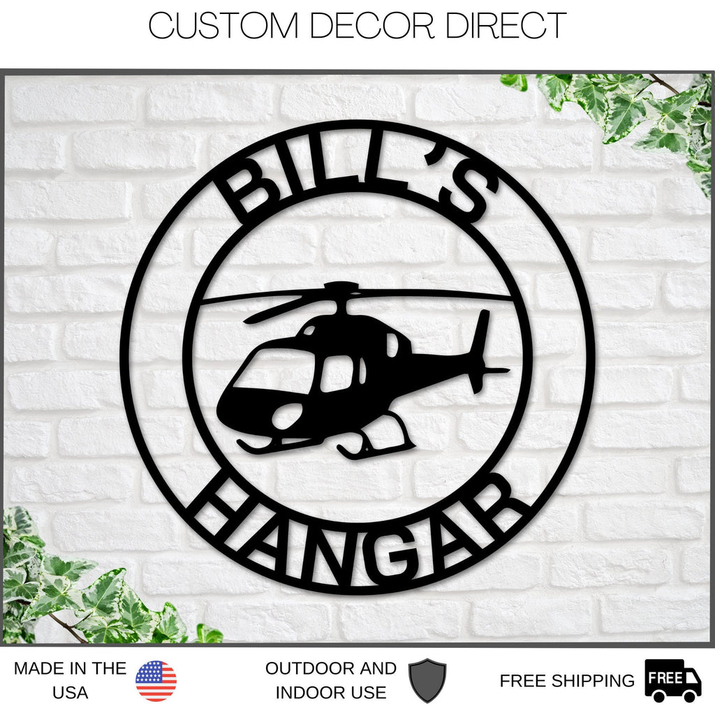 Helicopter Hangar Sign, Personalized Pilot Name Sign, Custom Aviation Lover, Man Cave Sign, Helicopter Sign, Personalized Helicopter Sign