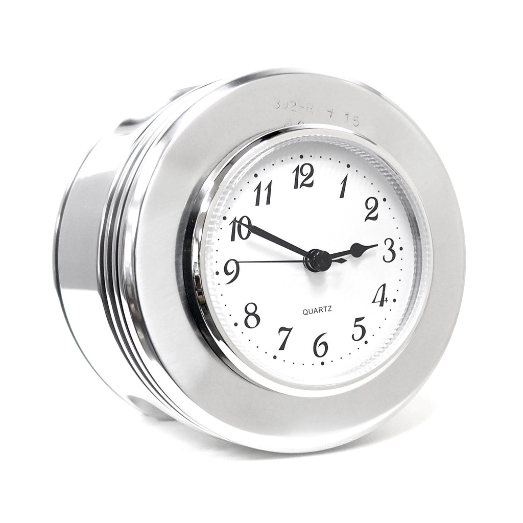 J-Cobs WWII Boeing Stearman Warbird Radial Engine Piston Mirror Polished Desk Clock