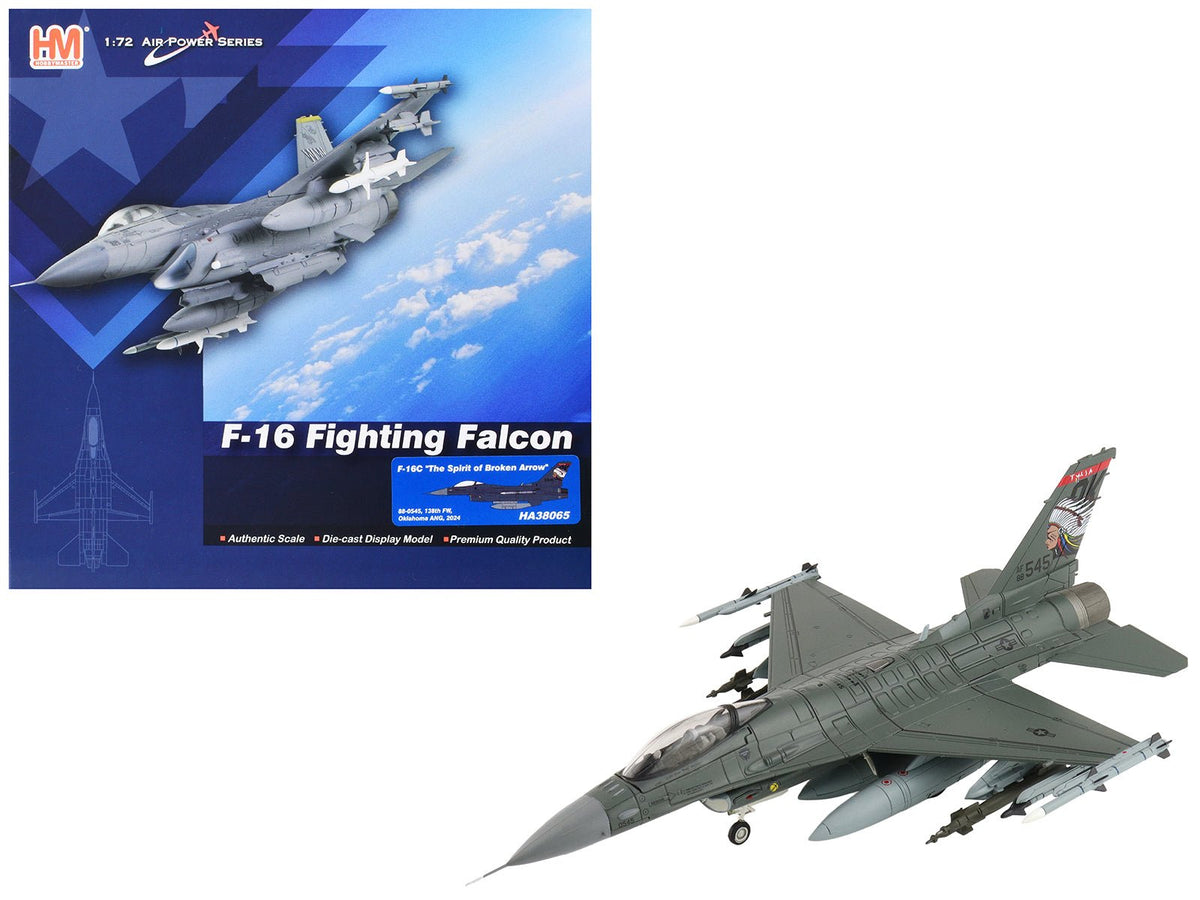 Lockheed F-16C Fighting Falcon Fighter Aircraft "88-0545 138th Fighter Wing Oklahoma Air National Guard" (2024) United States Air Force "Air Power Series" 1/72 Diecast Model by Hobby Master  free shipping USA