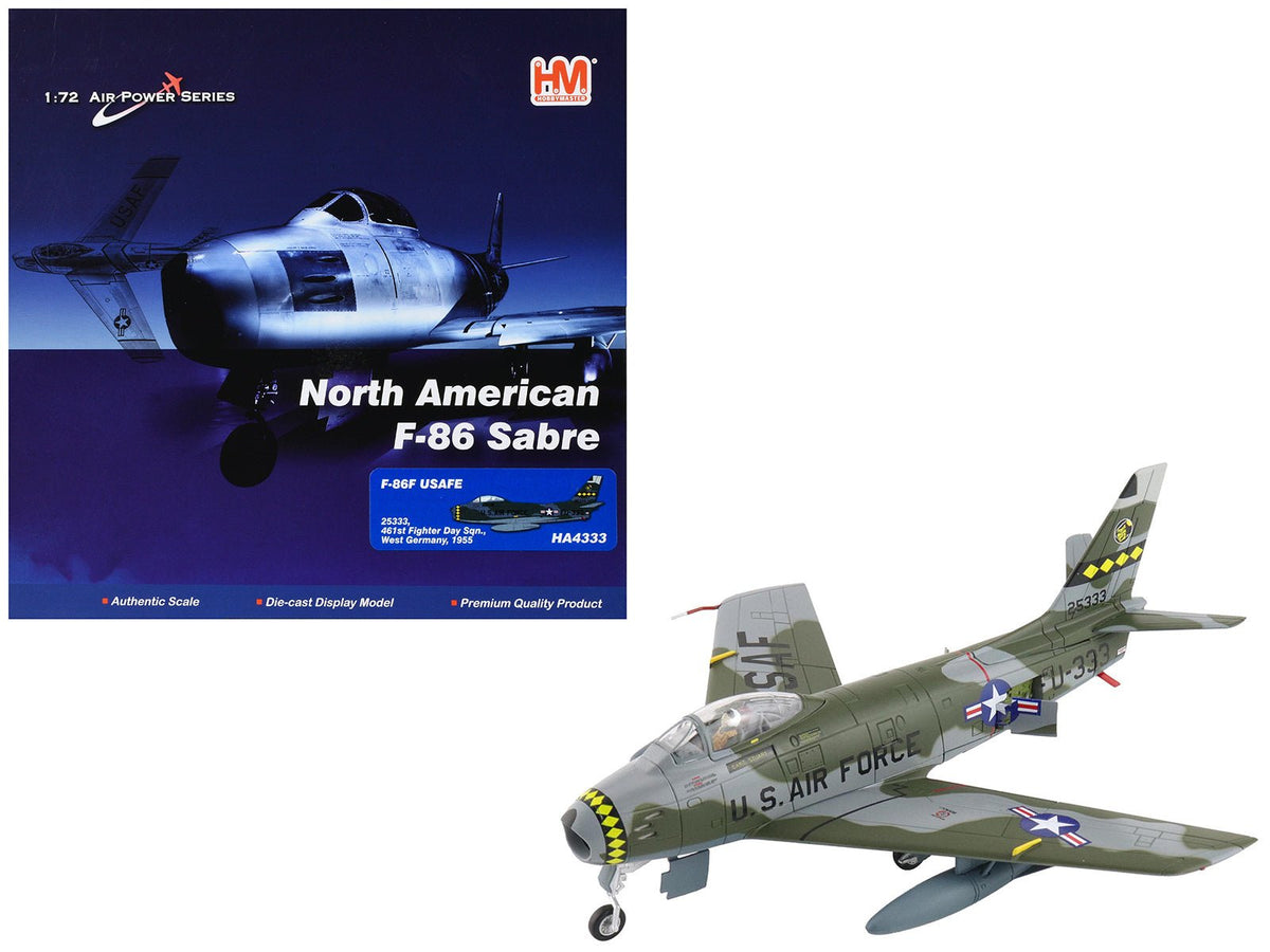 North American F-86F Sabre Fighter Aircraft "25333 461st Fighter Day Squadron West Germany" (1955) United States Air Forces in Europe "Air Power Series" 1/72 Diecast Model by Hobby Master  free shipping USA