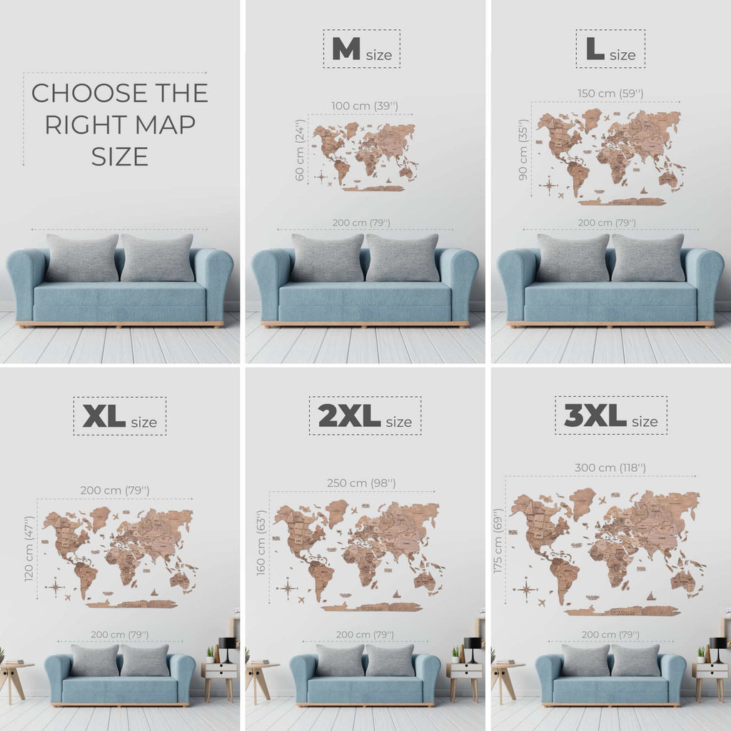 Bundle: Wooden Map and Airplanes Pins